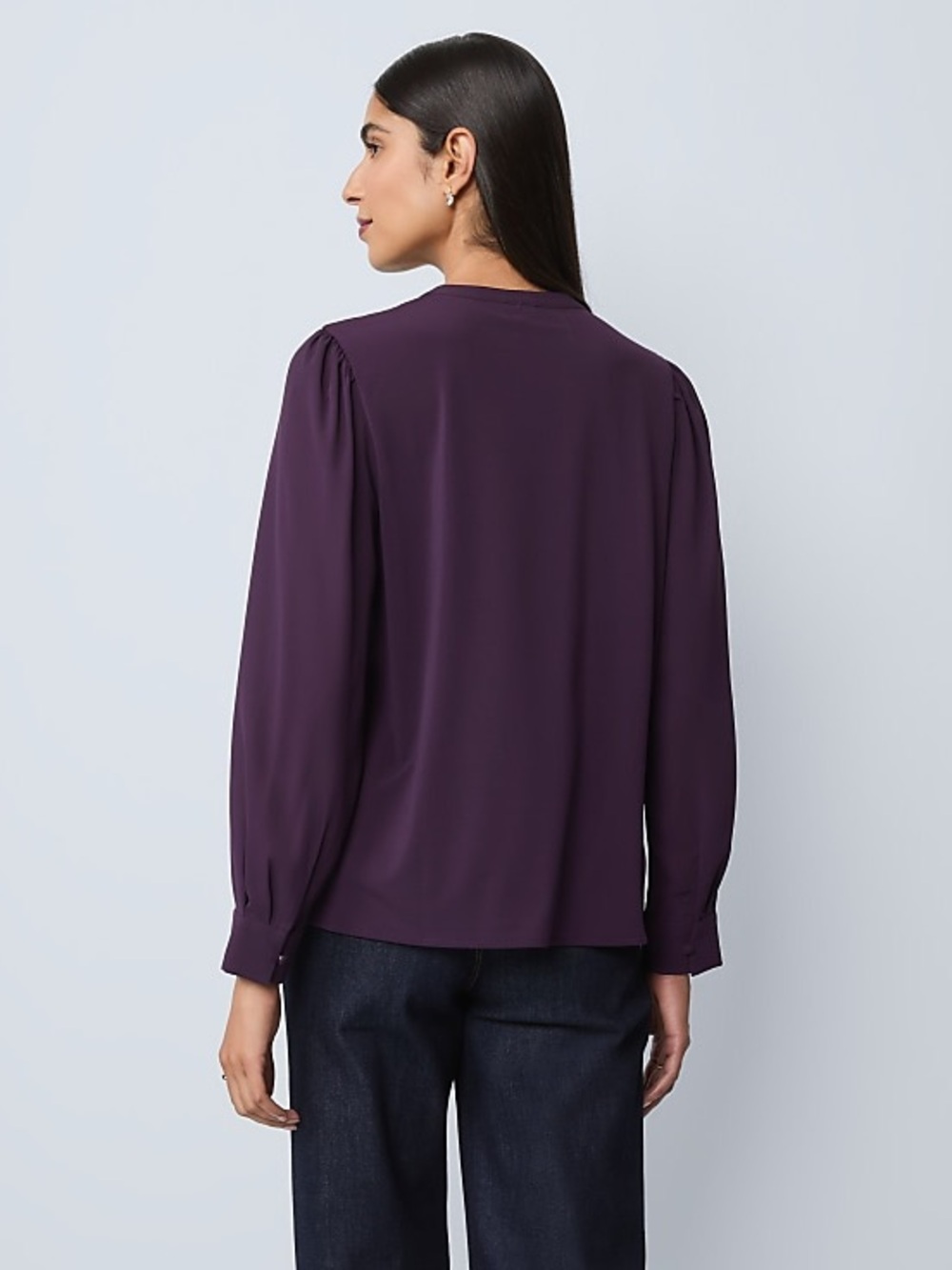 Ann Taylor Plum Long-Sleeve Blouse